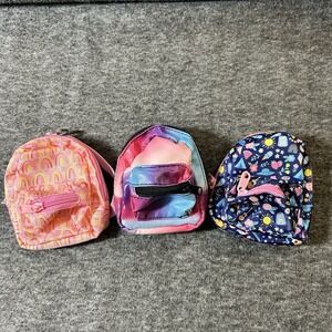 3 Mini Backpacks Keychain Clip Bag Money Coin Pouch  Zipper Charm